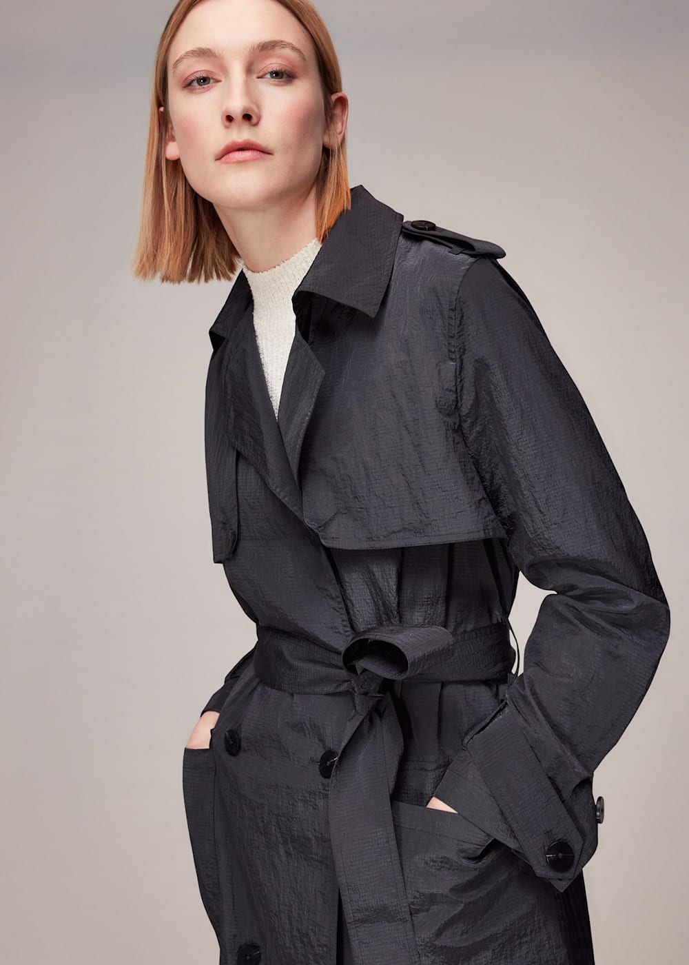 Dark grey trench coat hotsell