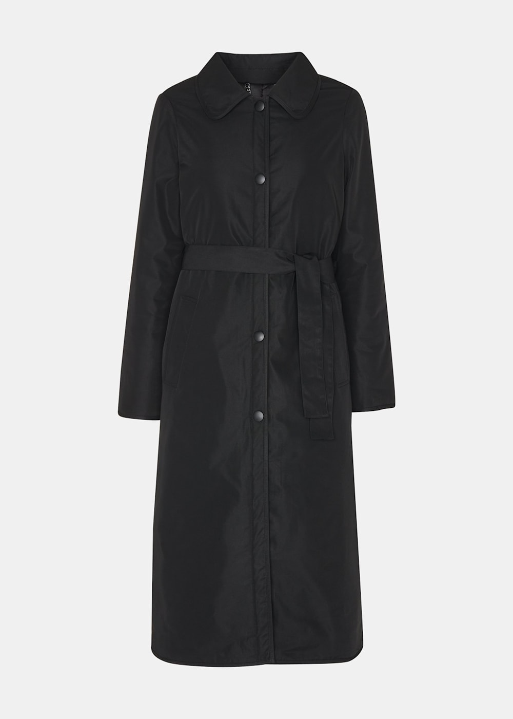 Longline Padded Mac Coat in Black Whistles Whistles UK