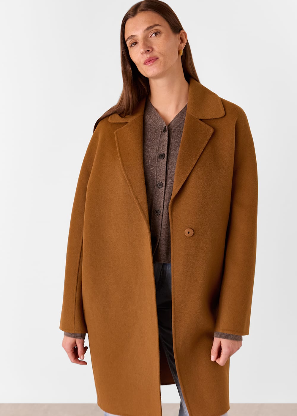 Camel Julia Wool Double Faced Coat WHISTLES Whistles UK