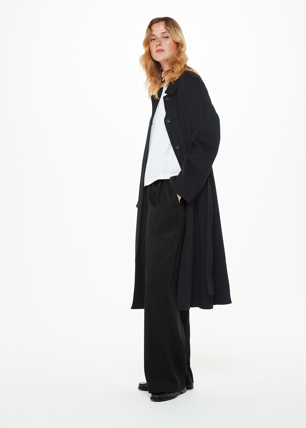 Black Nell Belted Doubled Faced Coat WHISTLES Whistles ROW