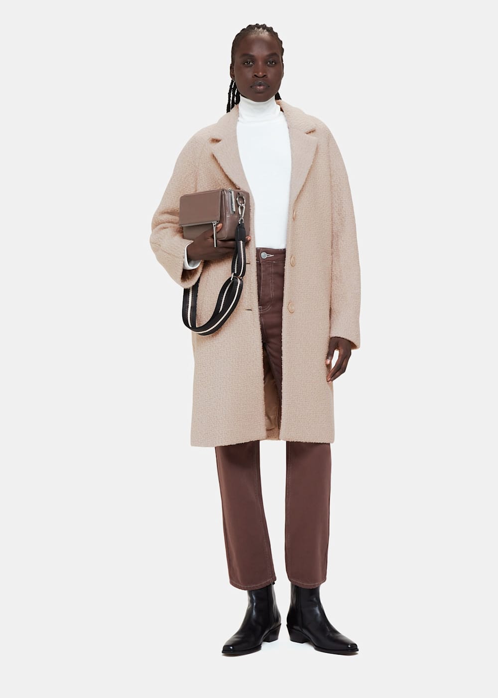 Boucle wool coat hotsell