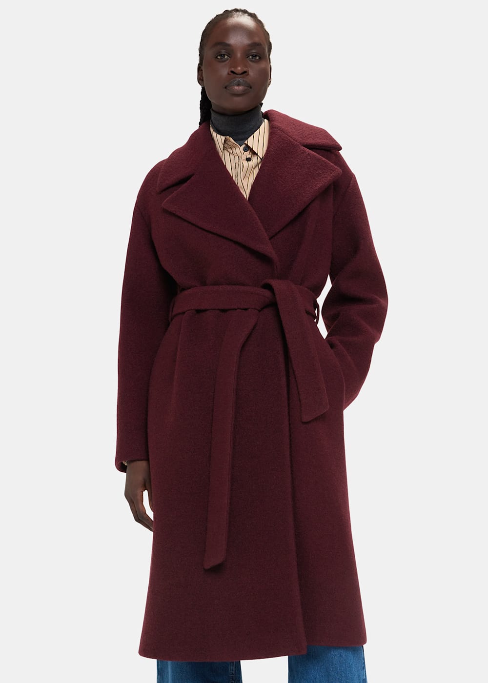 Long wool wrap coat sales