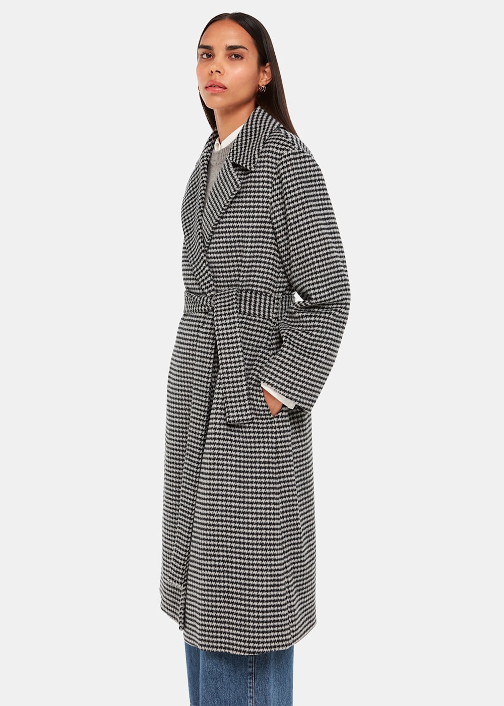 Houndstooth wrap coat online
