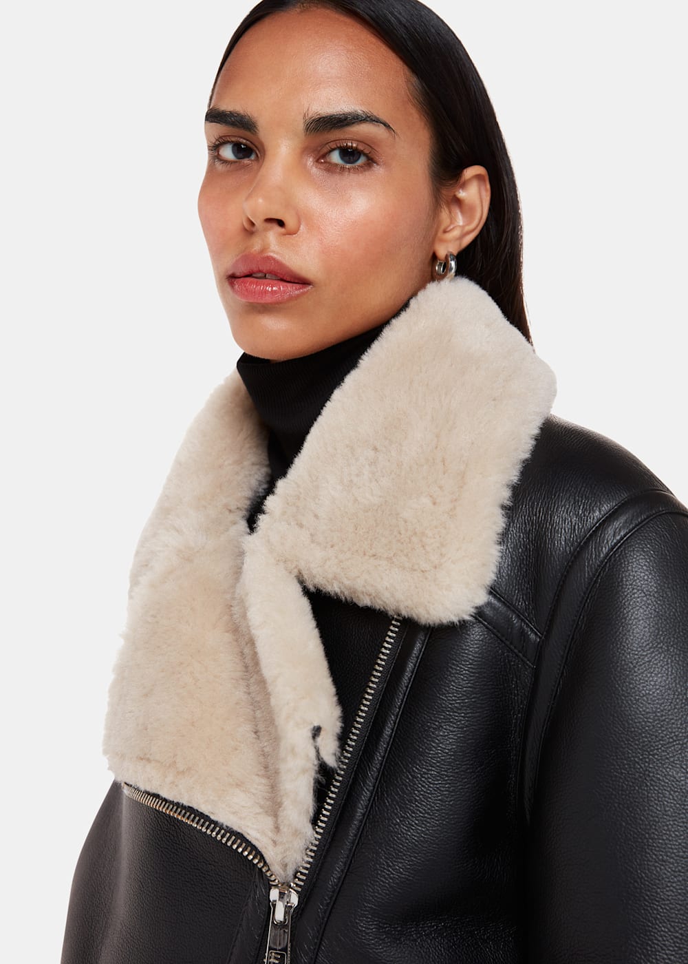 Black faux fur aviator jacket womens shop