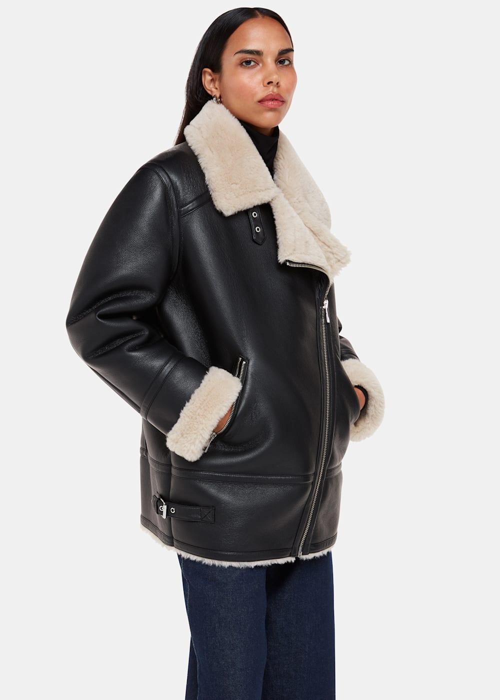 Religion spell faux fur aviator jacket shop