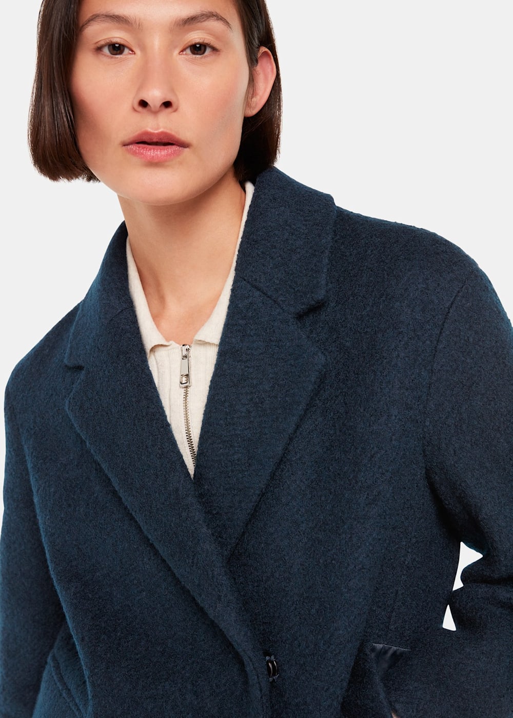 Teal boucle coat shop