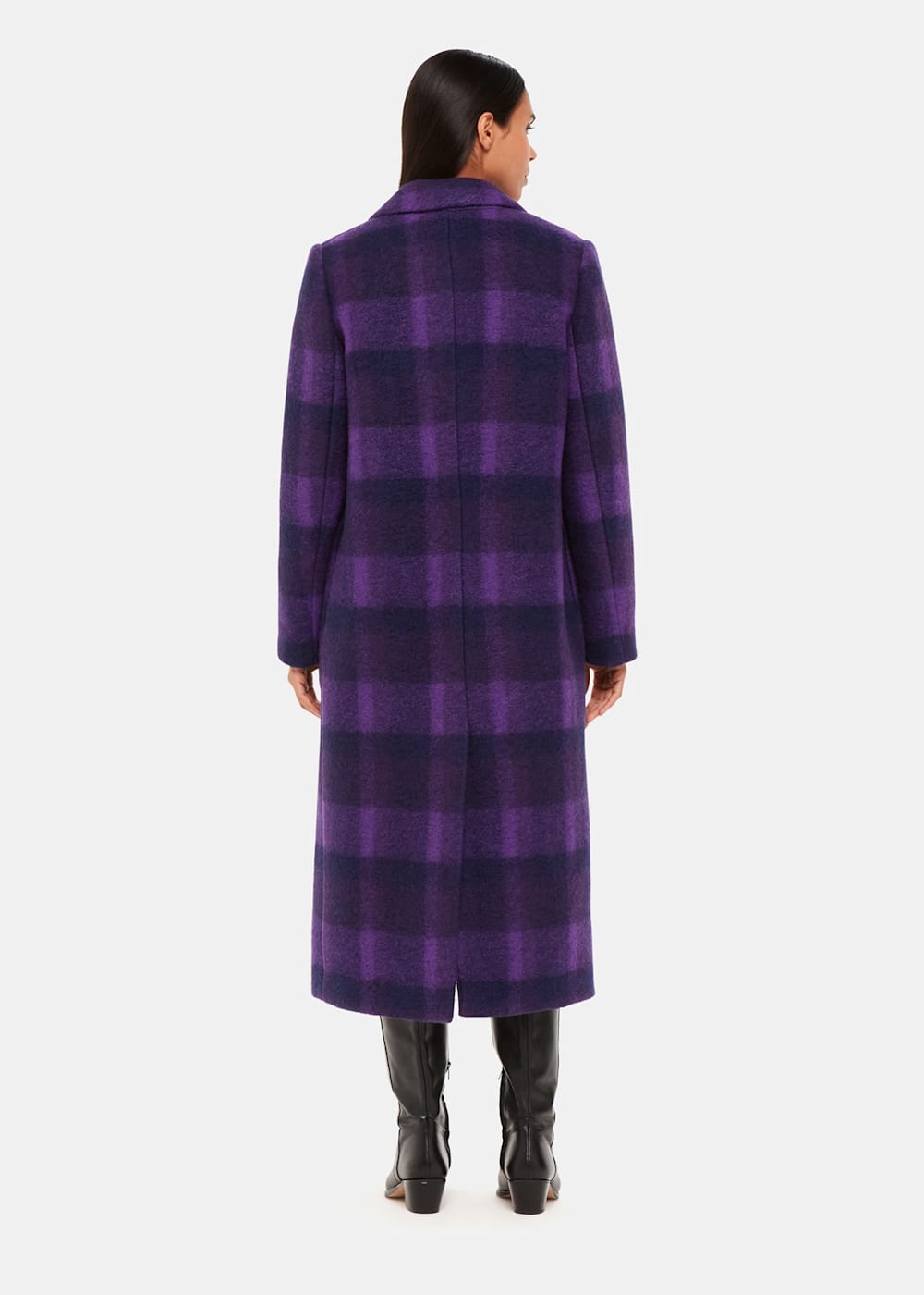 Purple Camila Wool Check Coat WHISTLES Whistles UK