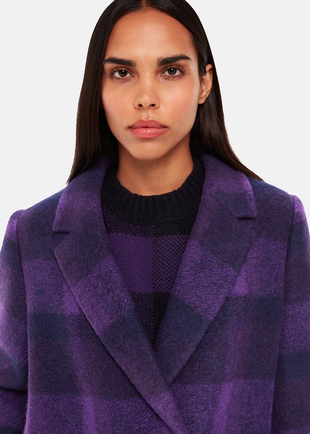 Purple check coat hotsell
