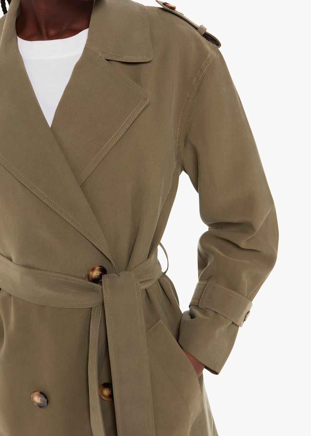 Khaki Riley Trench Coat | WHISTLES | Whistles US |
