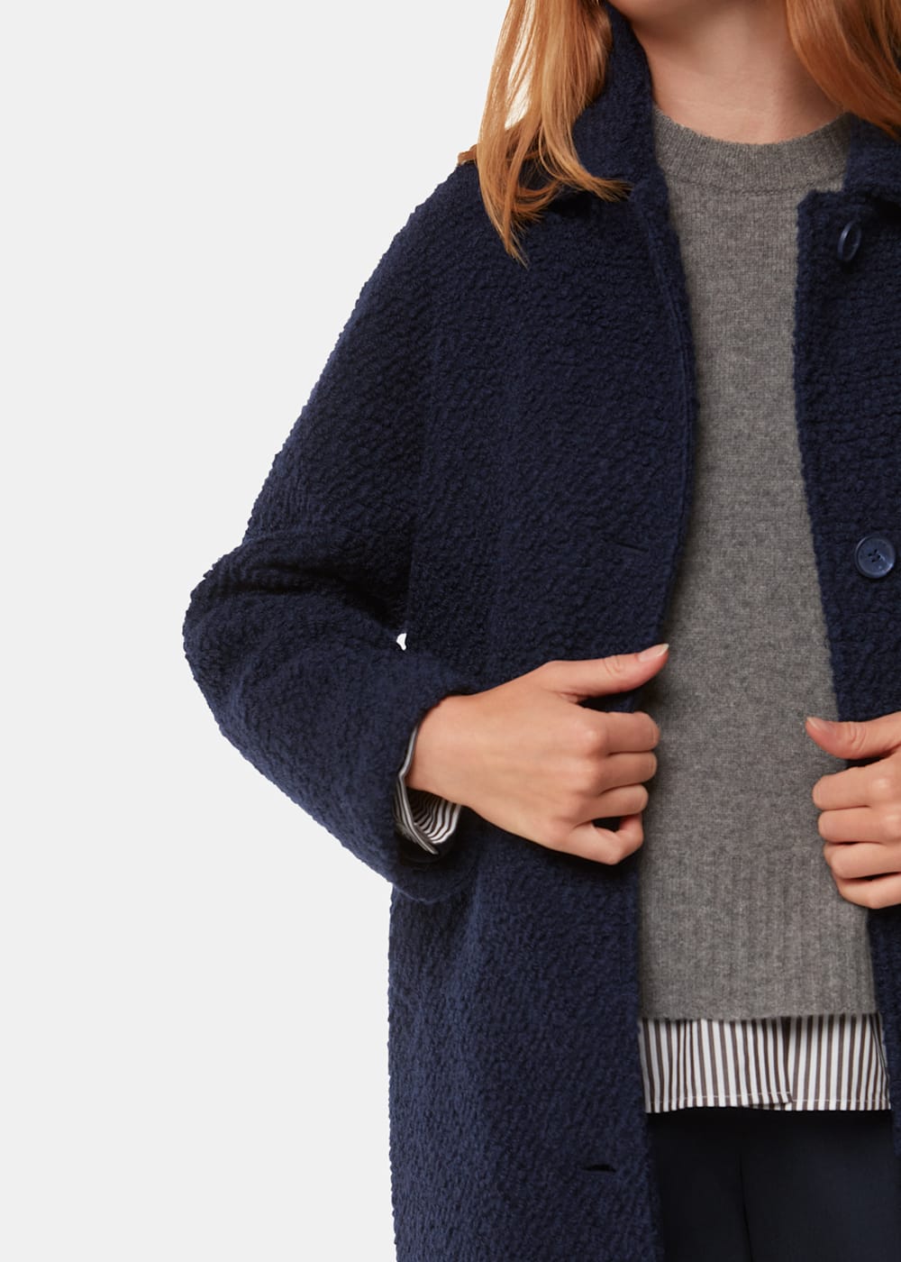 Navy Romy Boucle Coat WHISTLES Whistles US