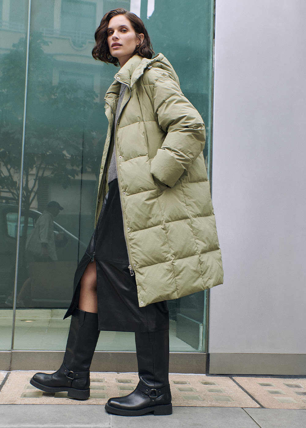 Khaki Una Puffa Coat WHISTLES Whistles UK