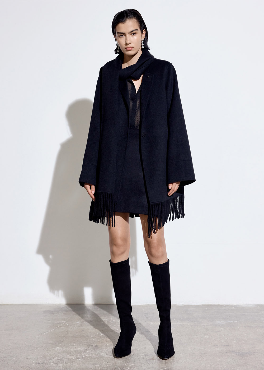 Black fringe coat cheap