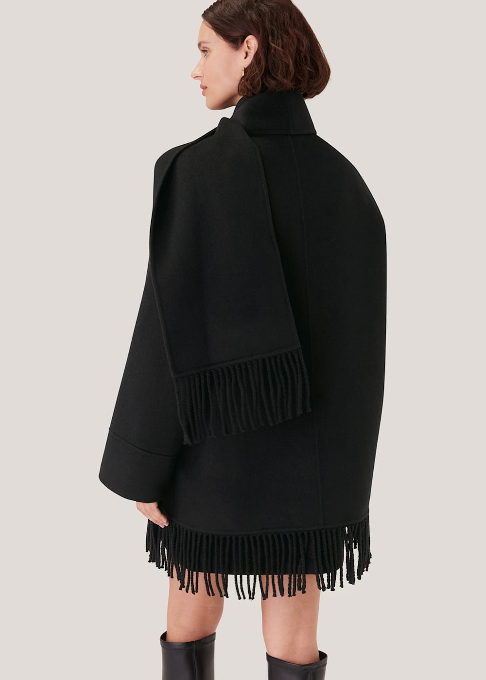 Wool fringe coat online
