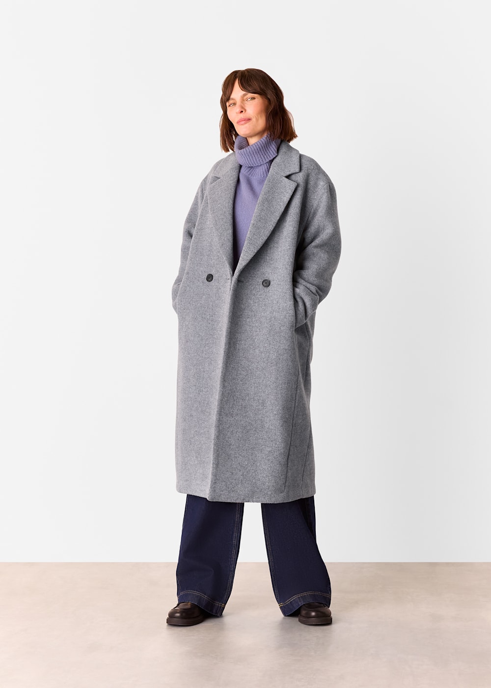 Grey Eliza Double Breasted Coat WHISTLES Whistles UK