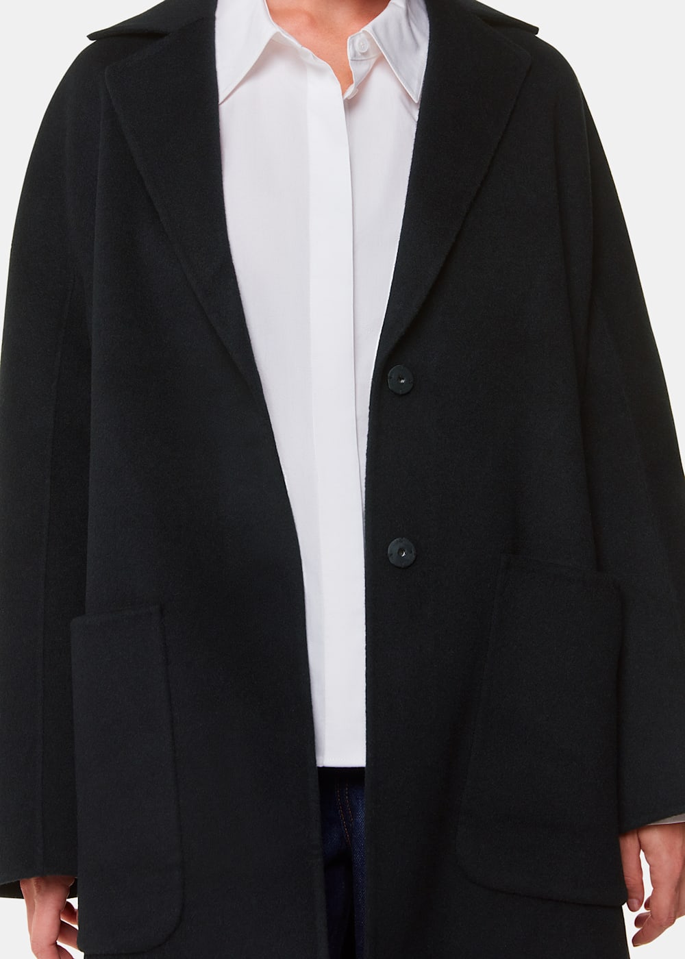 Black Cassie Double Face Pocket Coat WHISTLES Whistles UK