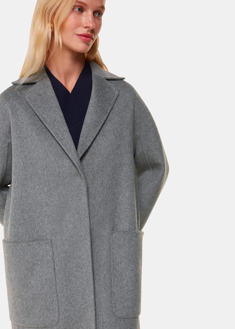 Grey Cassie Double Face Pocket Coat WHISTLES Whistles UK