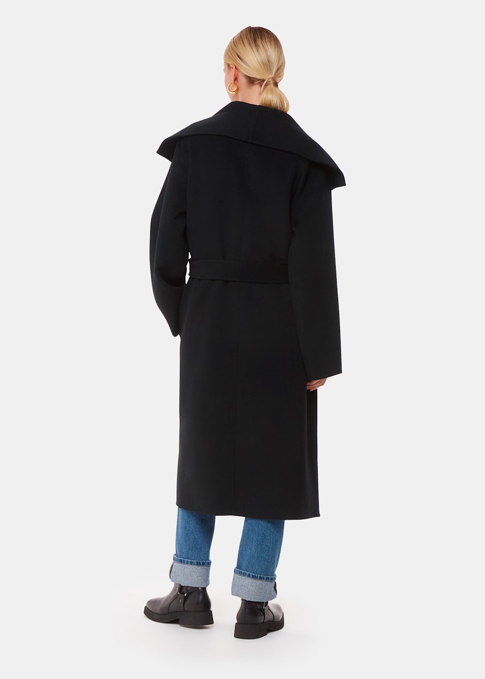 Black Cosima Double Face Collar Coat WHISTLES Whistles UK