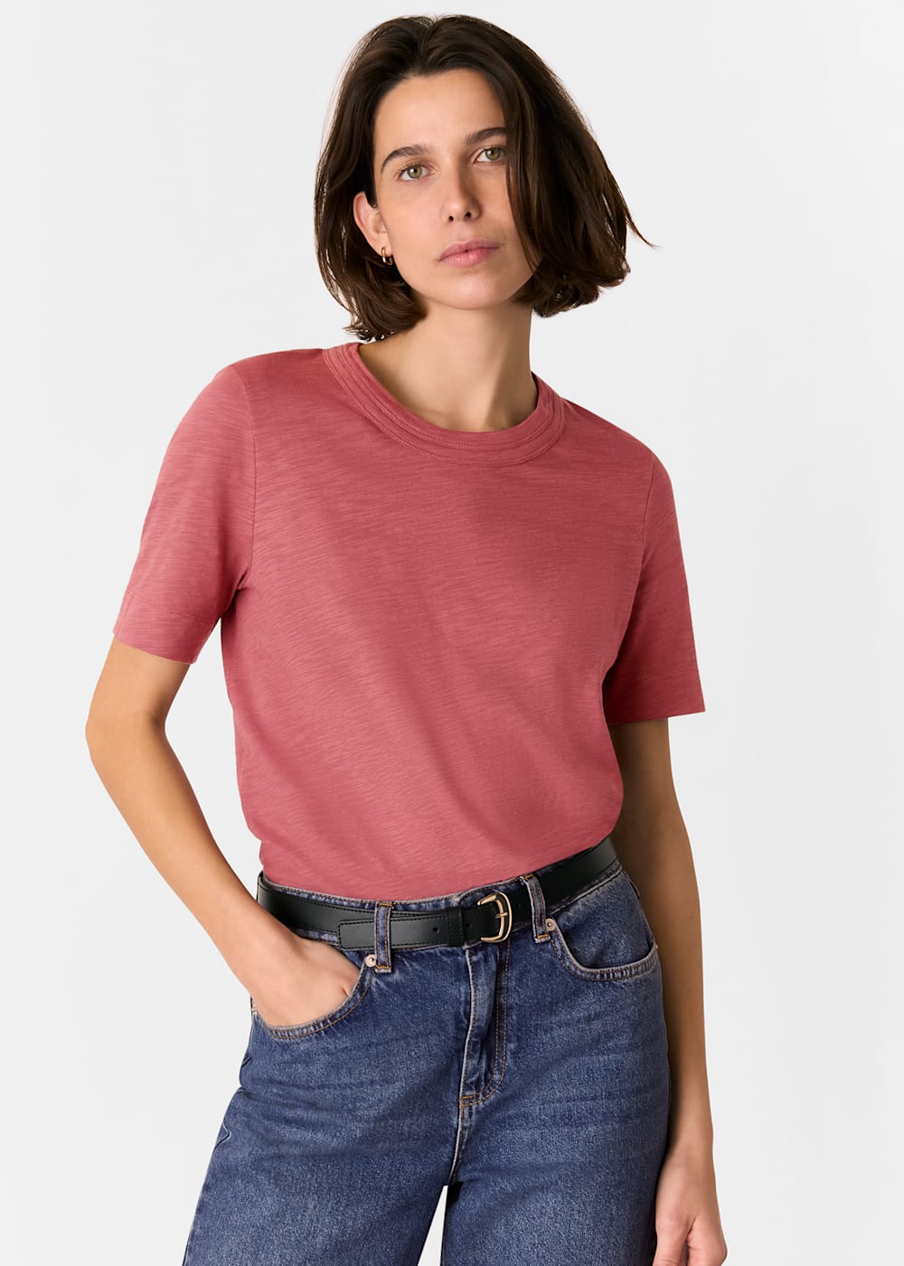 Whistles Rosa Double Trim T-Shirt Whistles Rosa Double Trim T-Shirt
