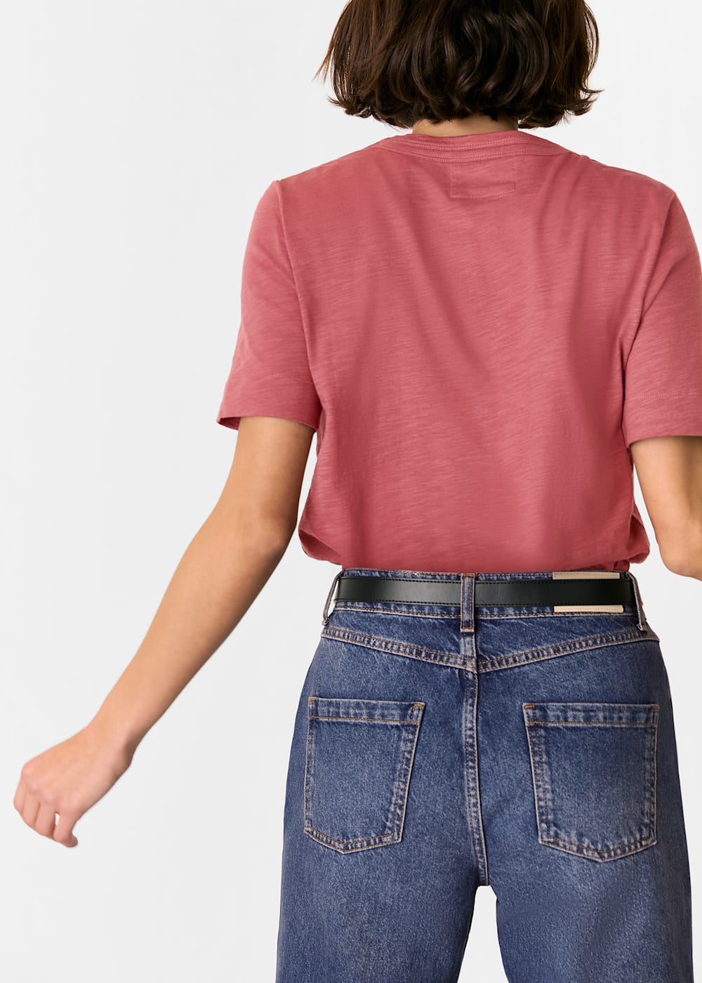 Whistles Dark Pink Rosa Double Trim T-Shirt Whistles Dark Pink Rosa Double Trim T-Shirt