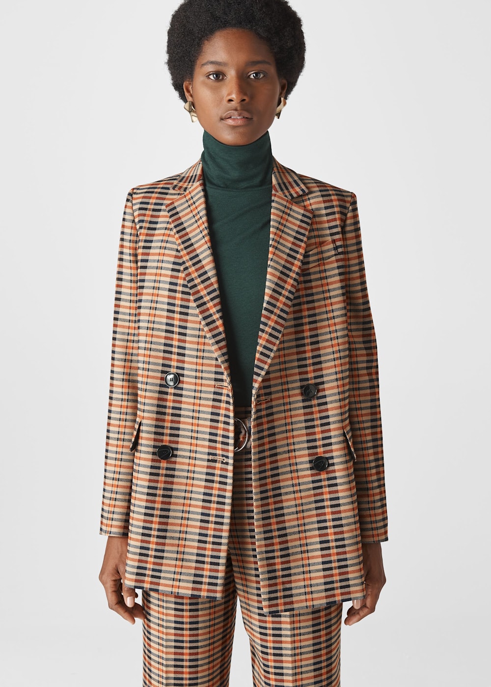 Check double breasted blazer shop