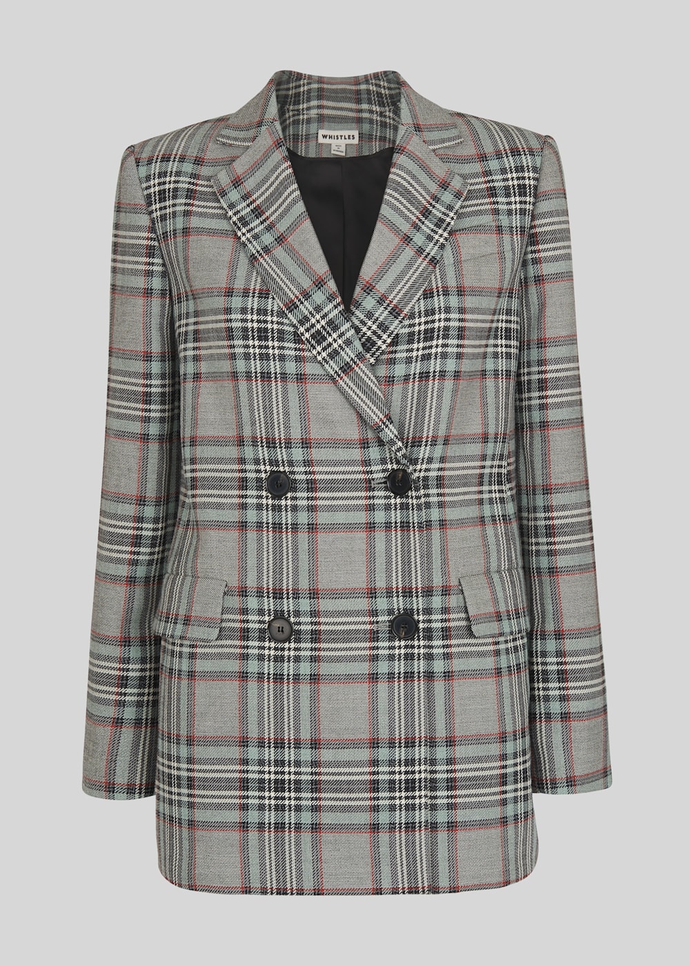 Grey Multi Check Double Breasted Blazer WHISTLES Whistles UK