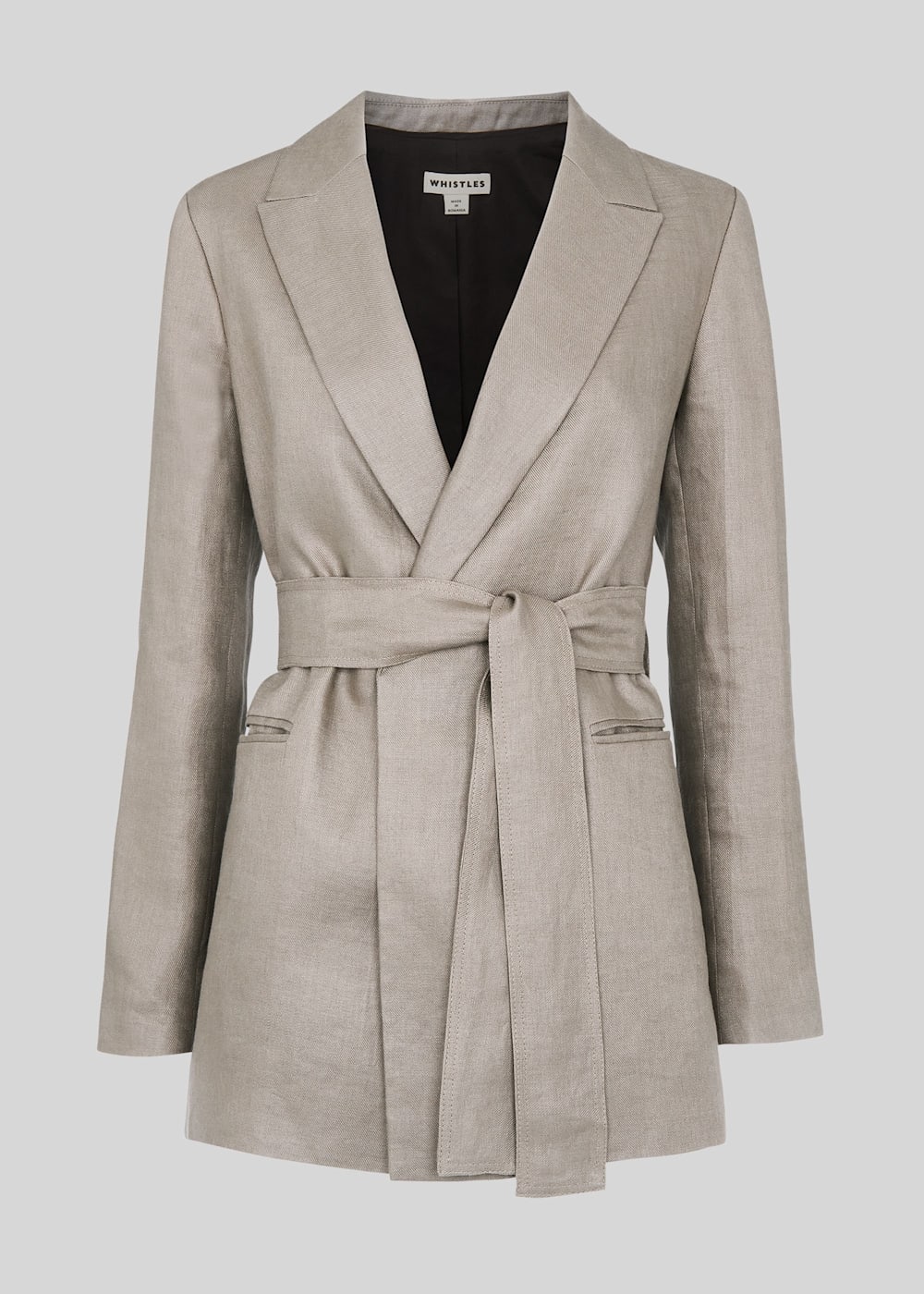 Grey belted jacket store
