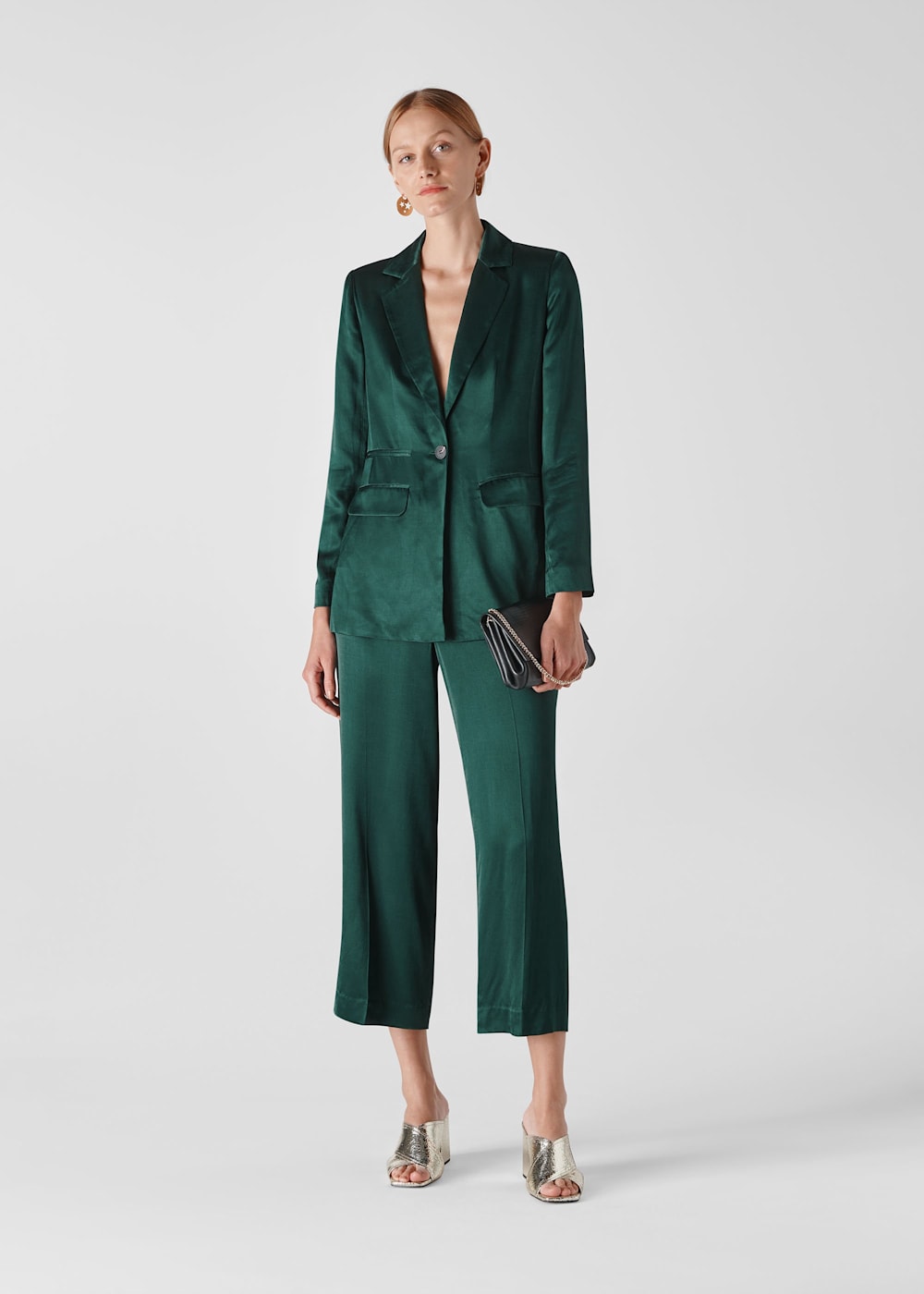 Green satin blazer dress online