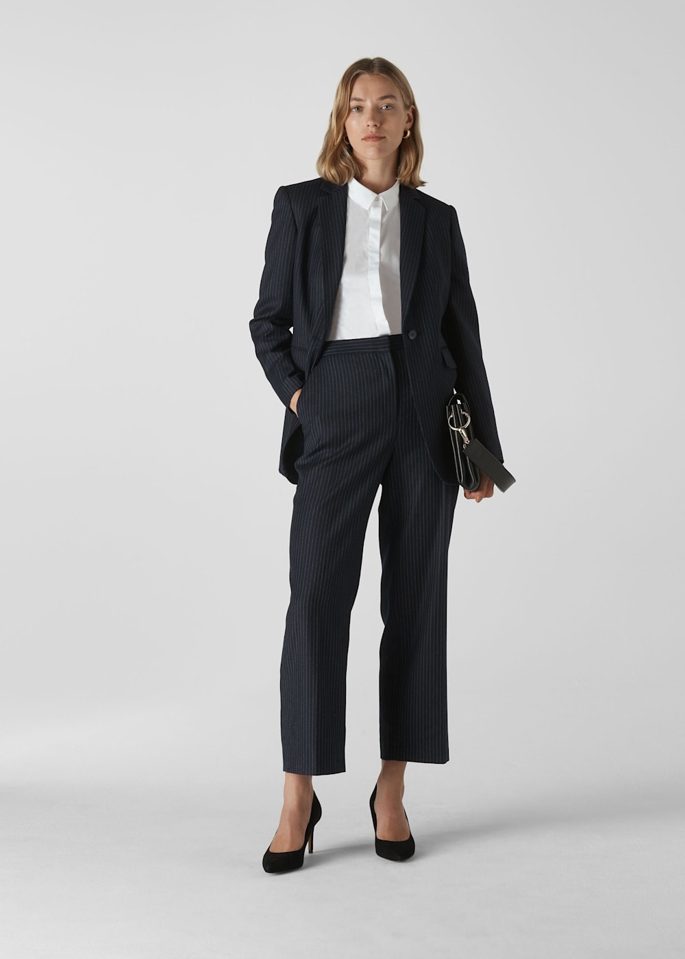 Navy Multi Pinstripe Wool Blazer WHISTLES Whistles UK