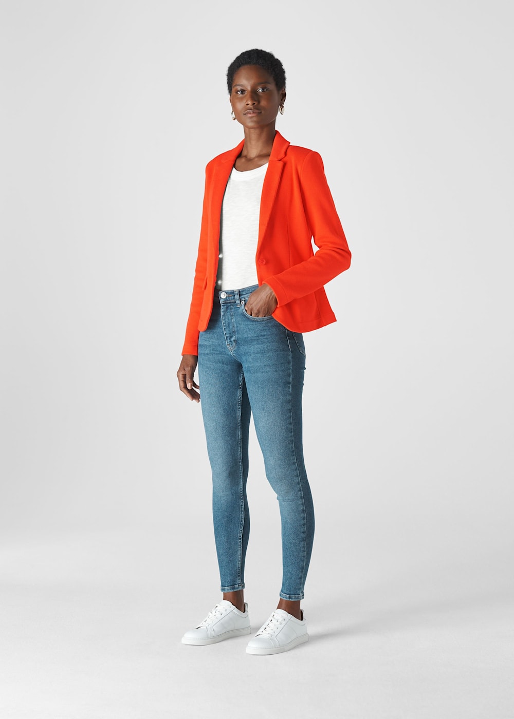 Whistles slim jersey jacket red shop