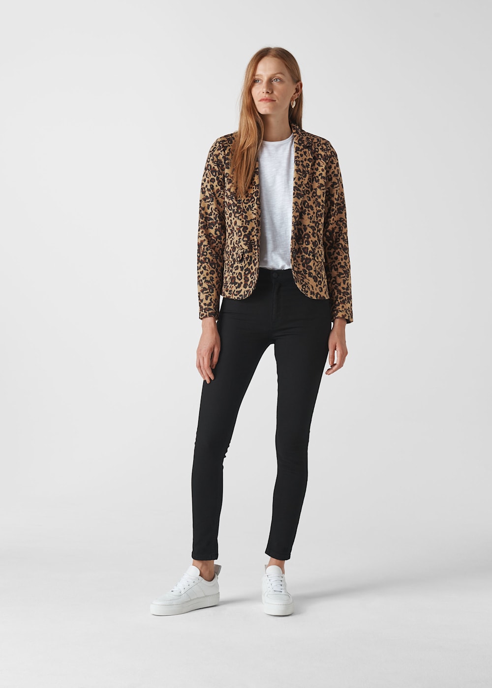 Leopard Print Animal Jacquard Jersey Jacket