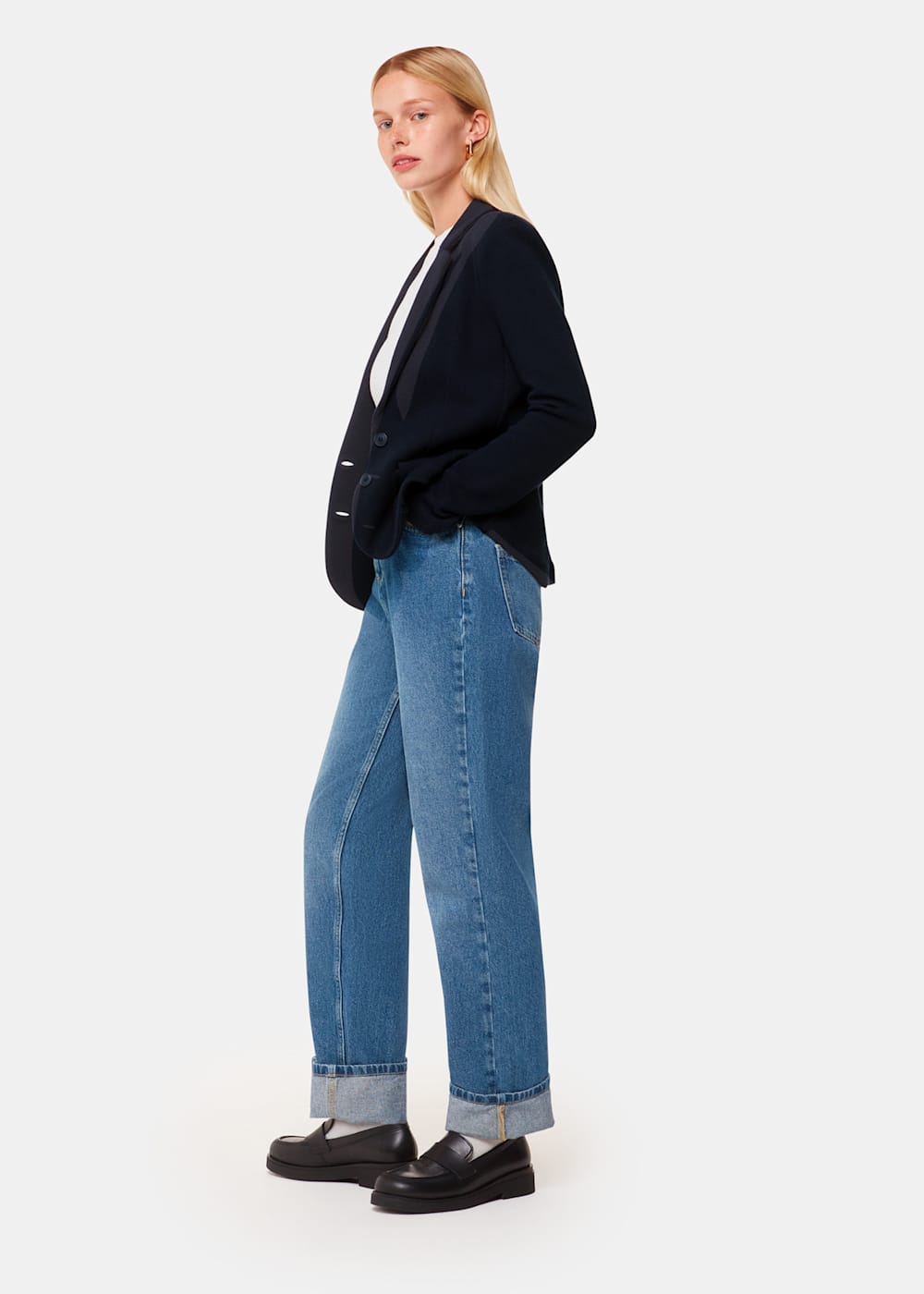 Whistles slim jersey jacket navy online