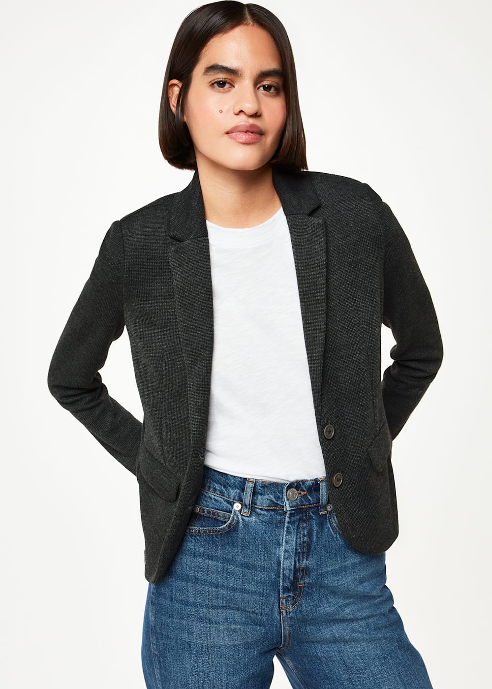 Whistles Dark Grey Slim Jersey Jacket Whistles Dark Grey Slim Jersey Jacket