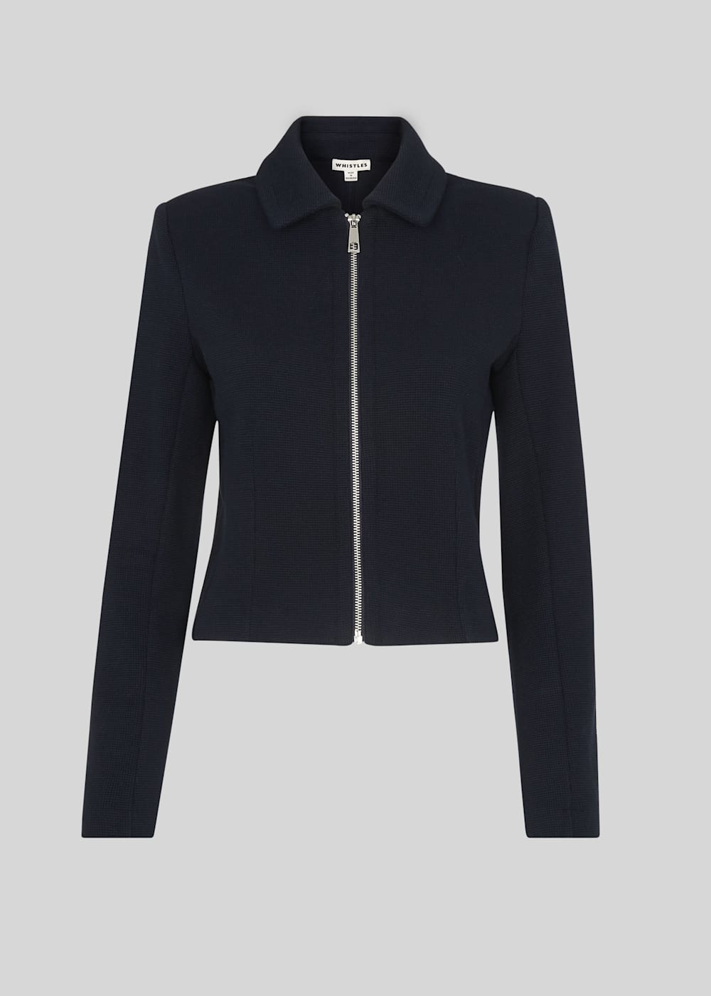 Navy Zip Front Jersey Jacket WHISTLES Whistles UK