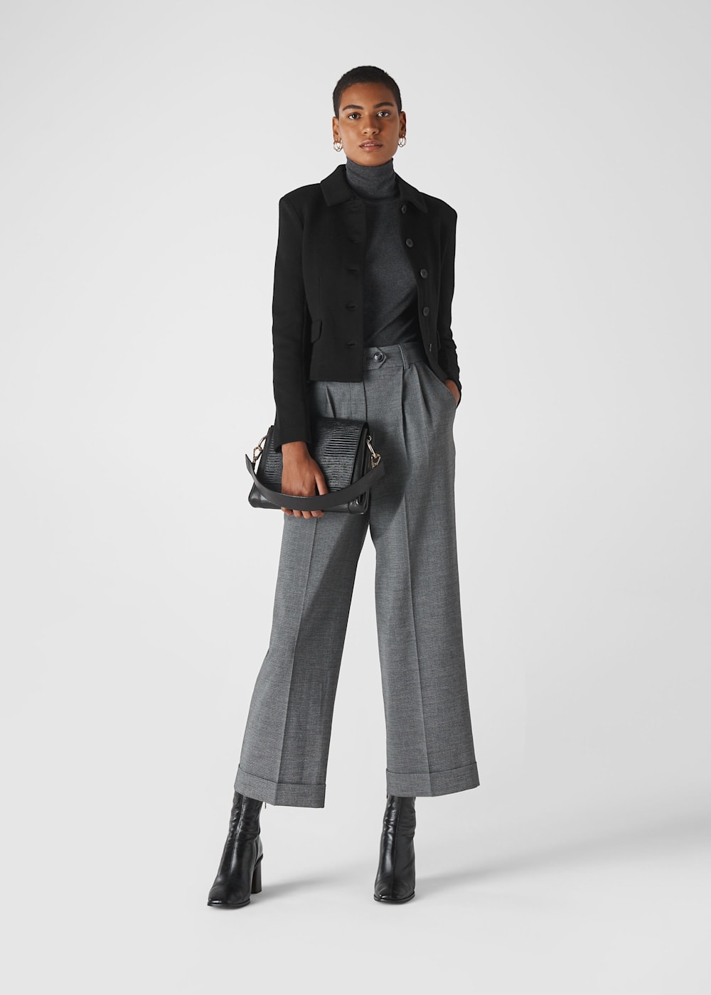 Black Button Front Jersey Jacket WHISTLES Whistles UK