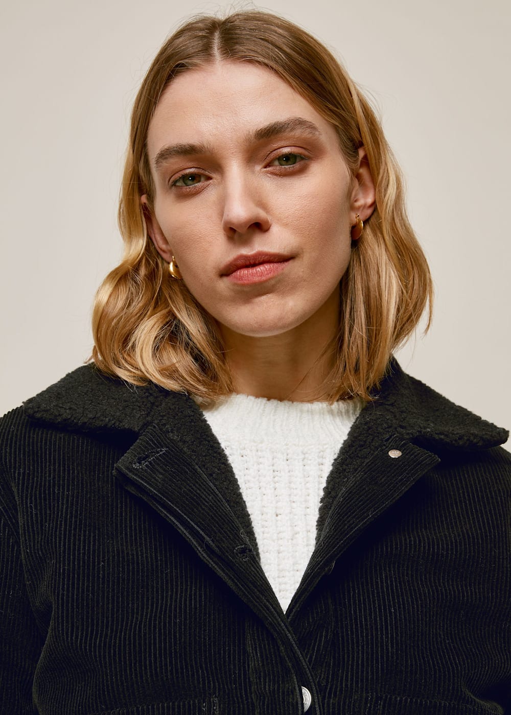 Black Utility Cord Borg Lined Jacket WHISTLES Whistles UK