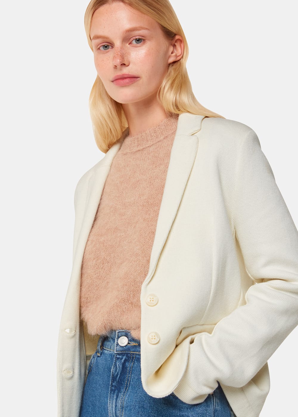Whistles Ivory Slim Jersey Jacket Whistles Ivory Slim Jersey Jacket