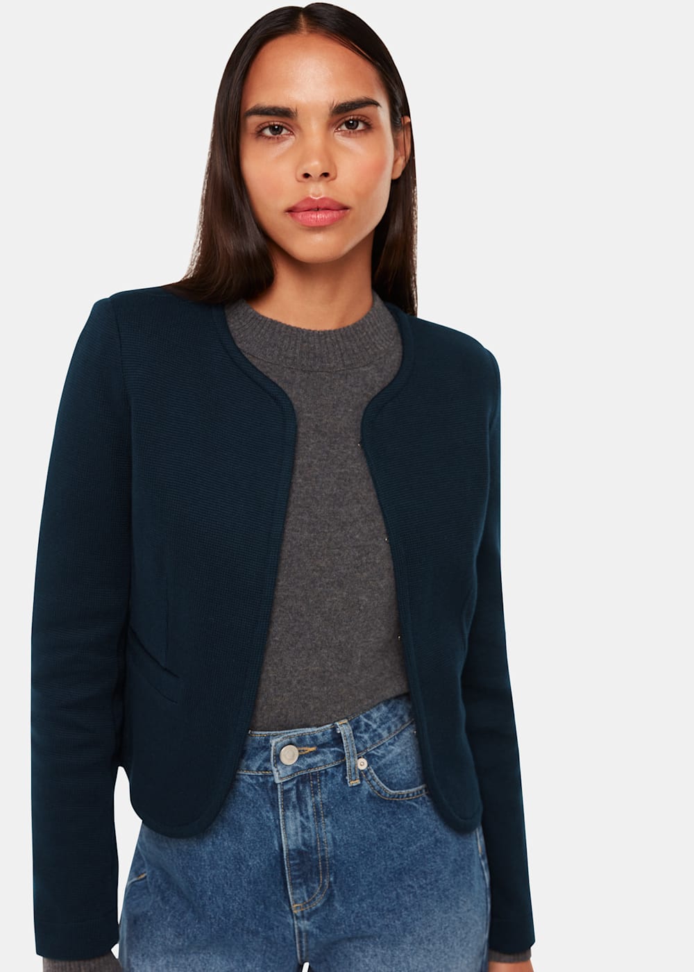 COLLARLESS JERSEY JACKET COLLARLESS JERSEY JACKET