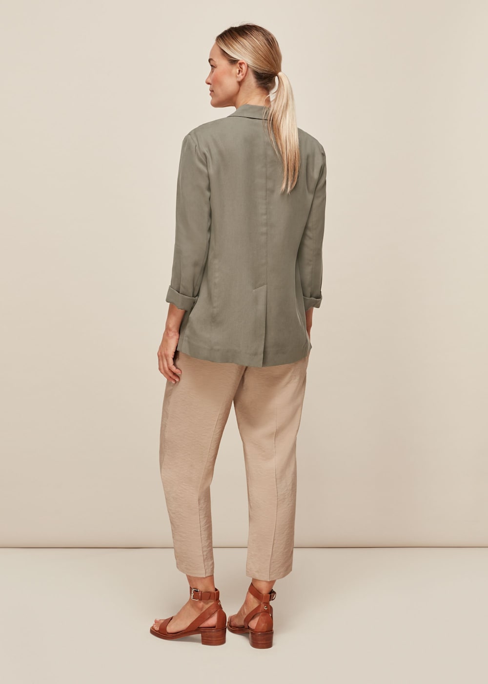 Khaki Casual Boyfriend Blazer WHISTLES Whistles UK