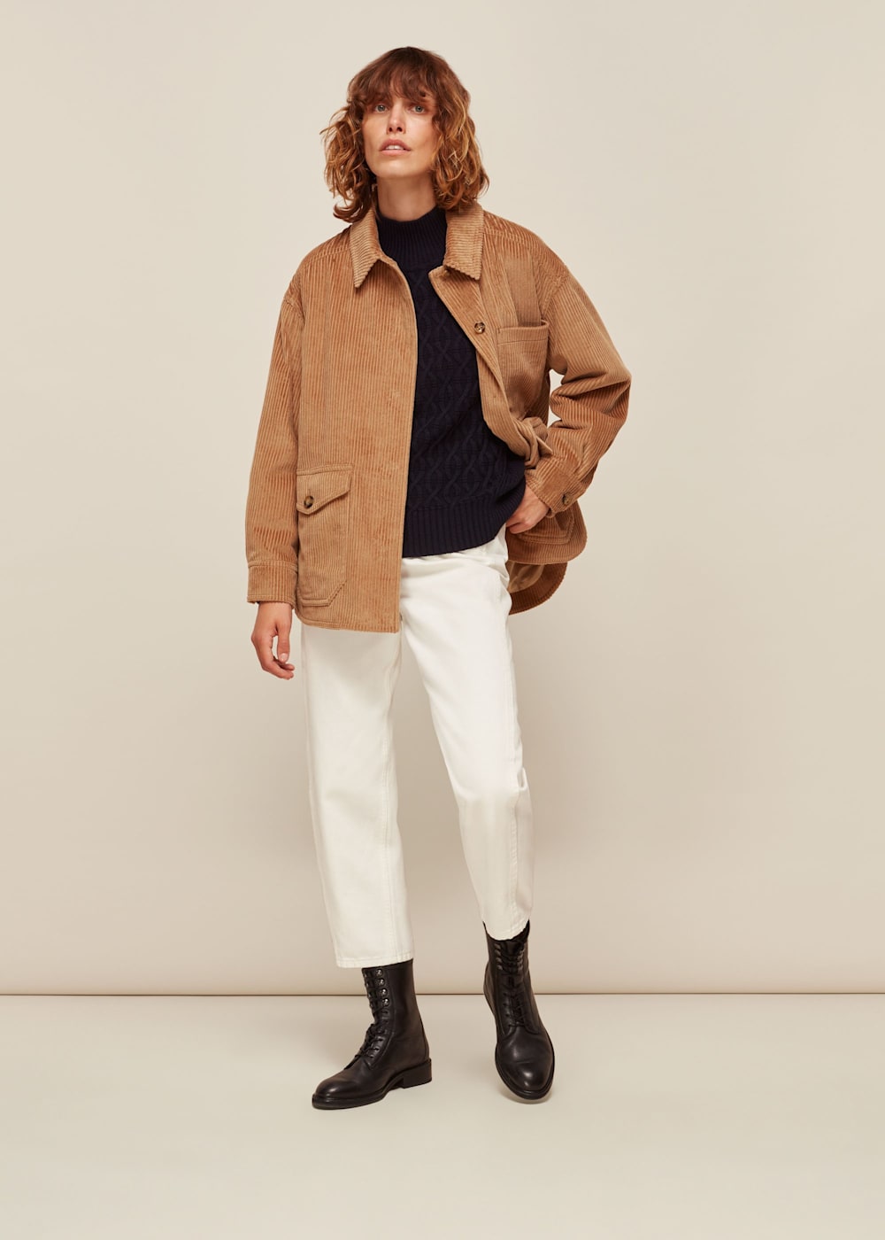 Neutral Corduroy Button Up Jacket WHISTLES Whistles UK