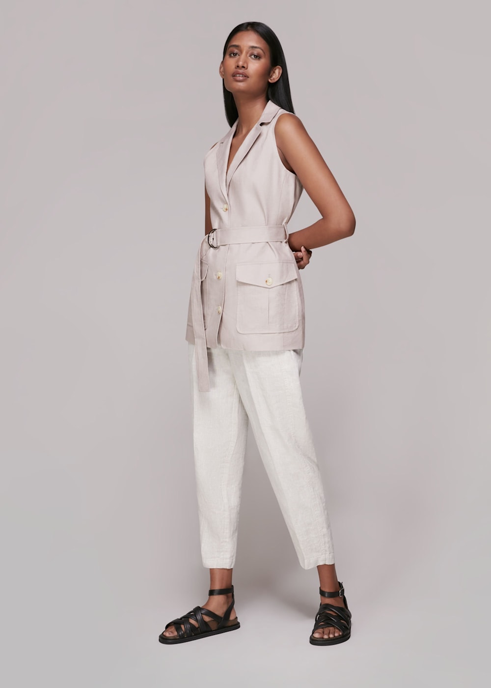 Linen Belted Waistcoat