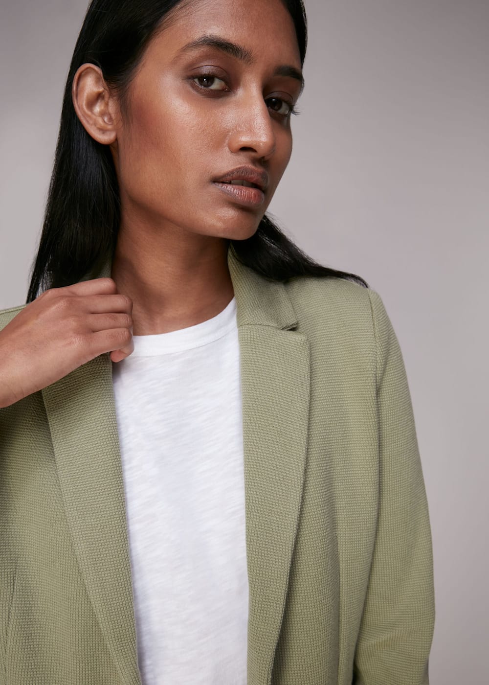 Khaki Slim Fit Jersey Jacket WHISTLES Whistles UK
