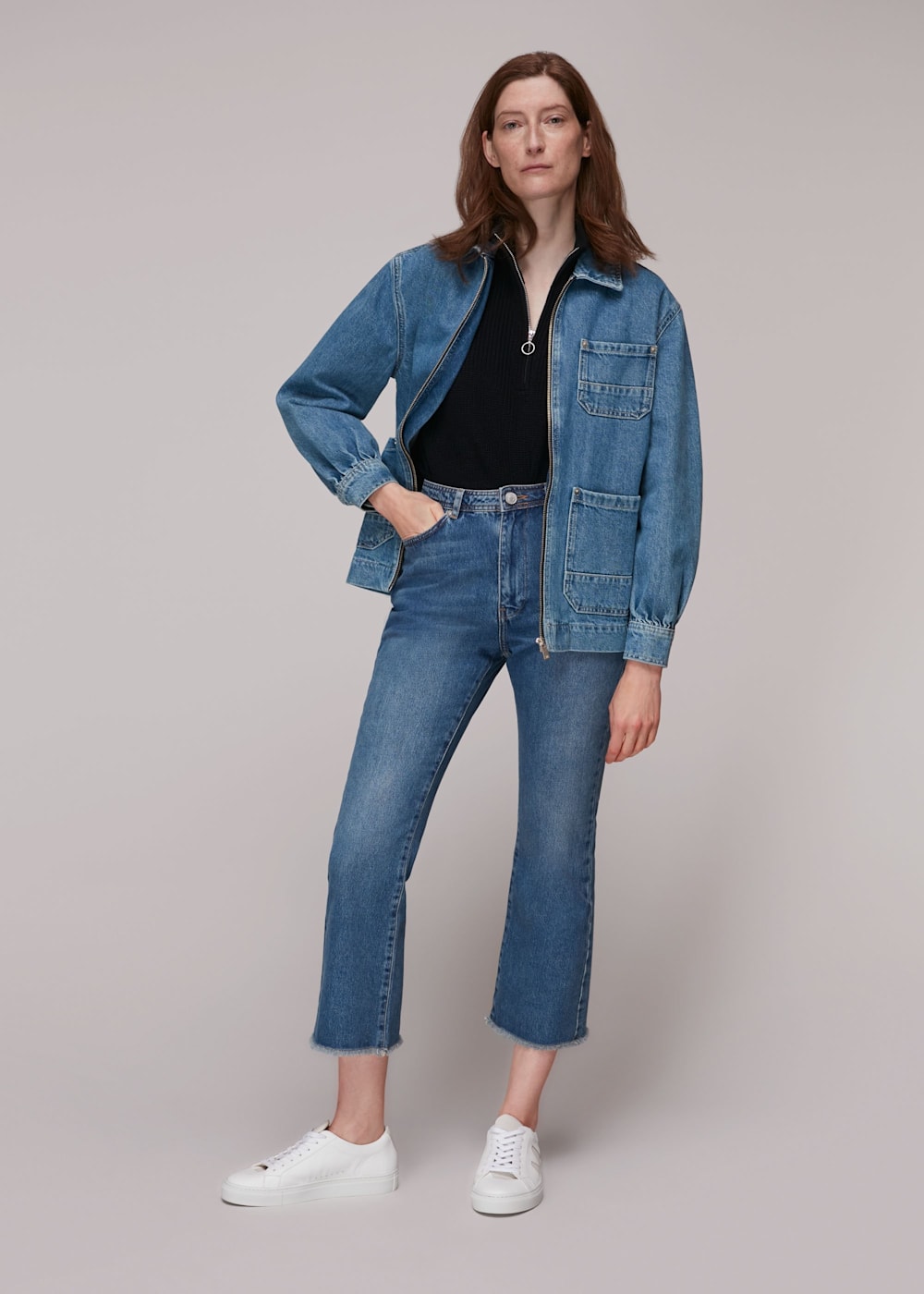Denim Zip Front Denim Cargo Jacket | WHISTLES | Whistles US | Denim Zip Front Denim Cargo Jacket | WHISTLES | Whistles US |