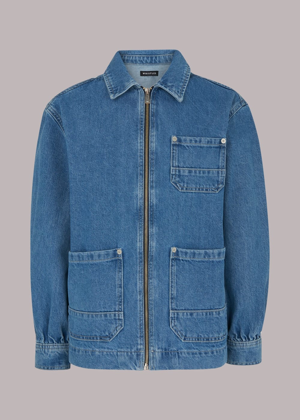 Denim Zip Front Denim Cargo Jacket | WHISTLES | Whistles US | Denim Zip Front Denim Cargo Jacket | WHISTLES | Whistles US |