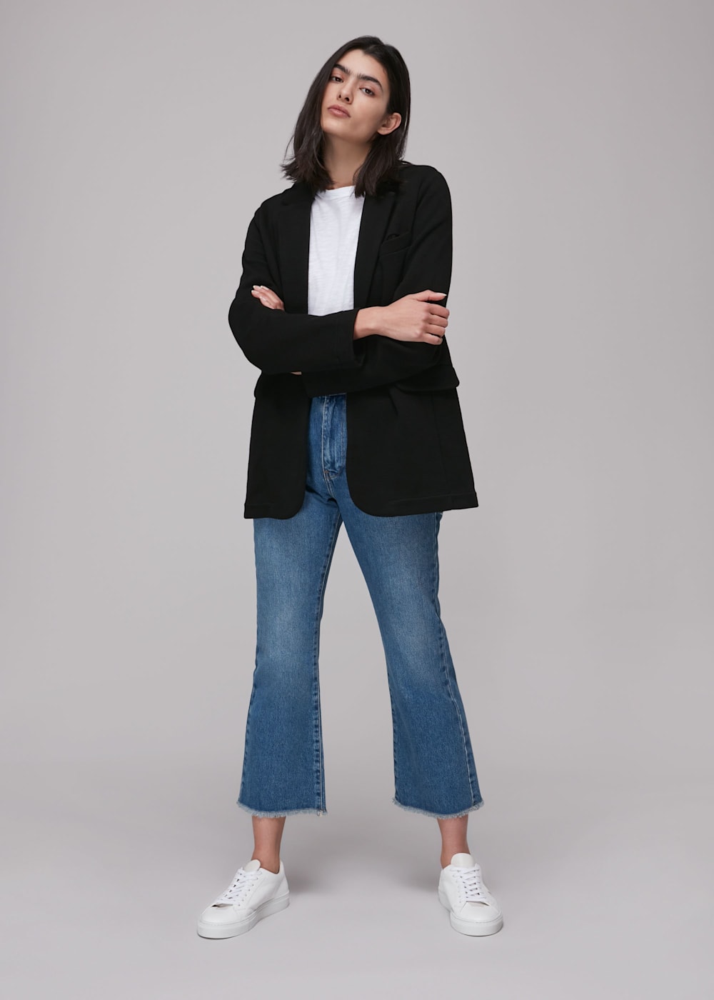 Black Jersey Boyfriend Blazer WHISTLES Whistles UK
