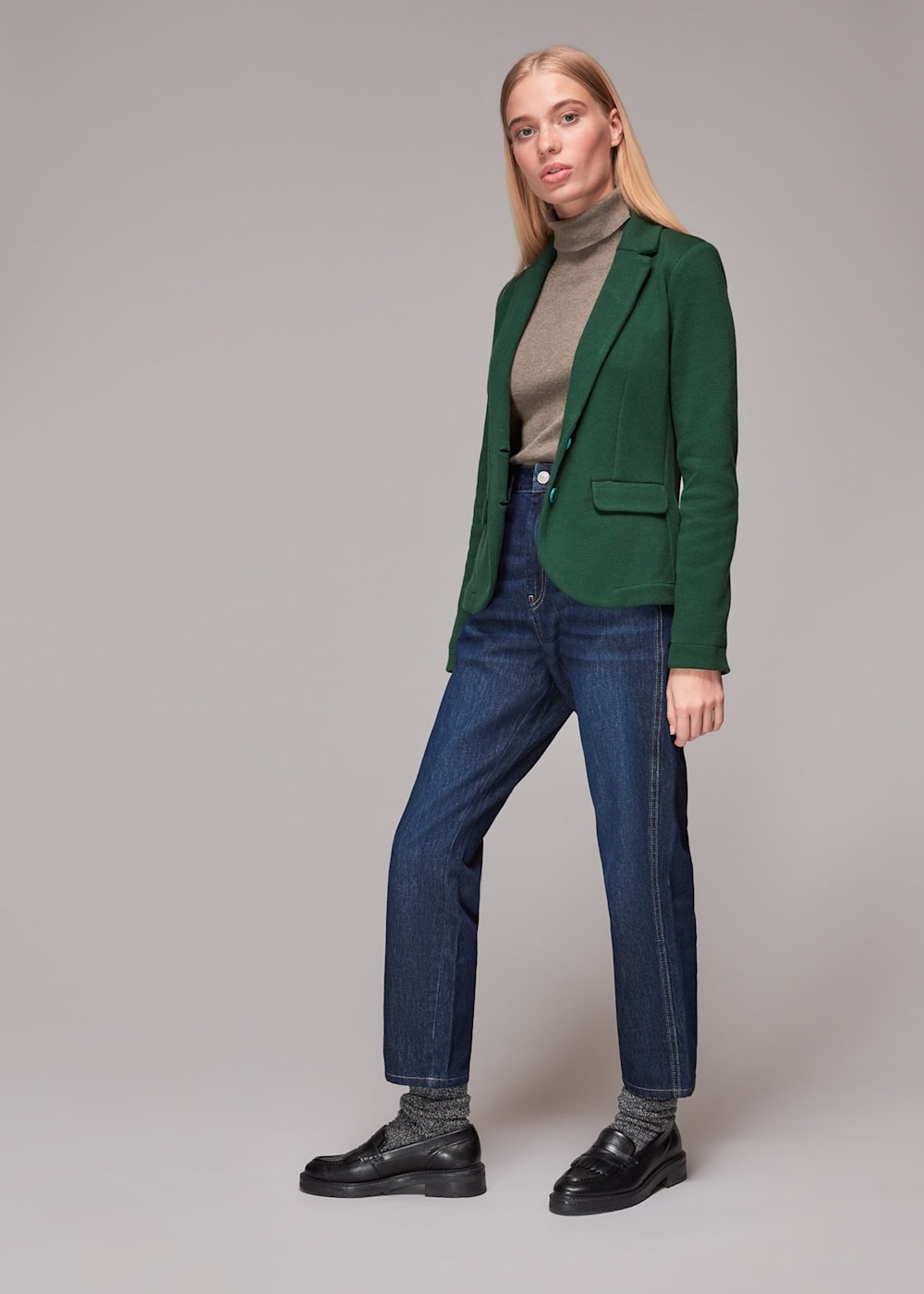 Dark Green Slim Fit Jersey Jacket WHISTLES Whistles UK