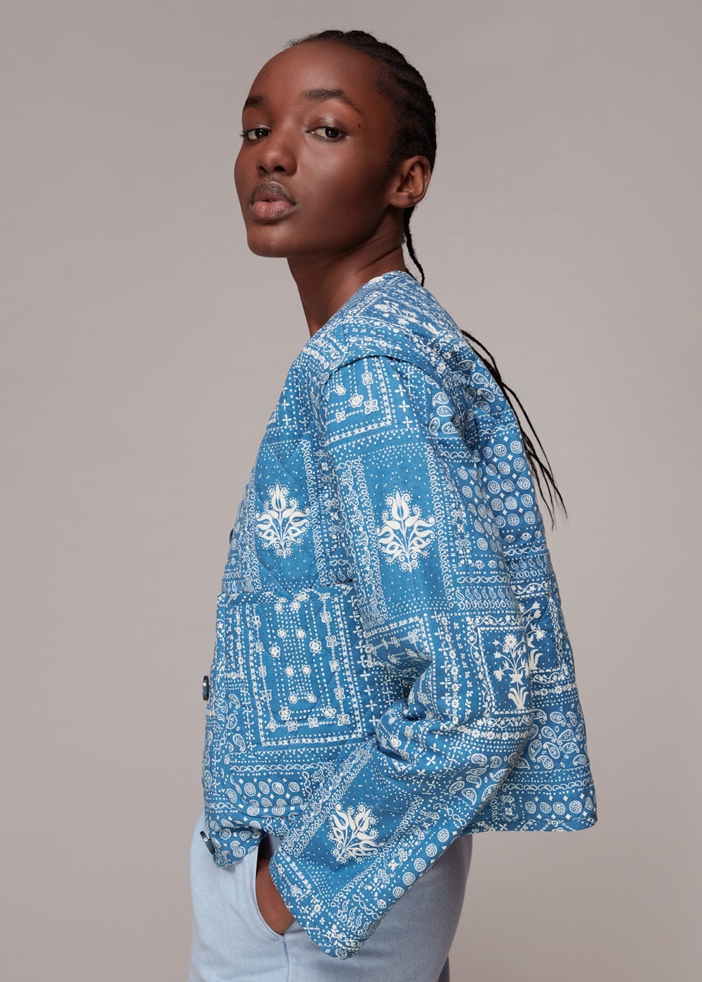 Multicolour Bandana Print Quilted Jacket WHISTLES Whistles UK