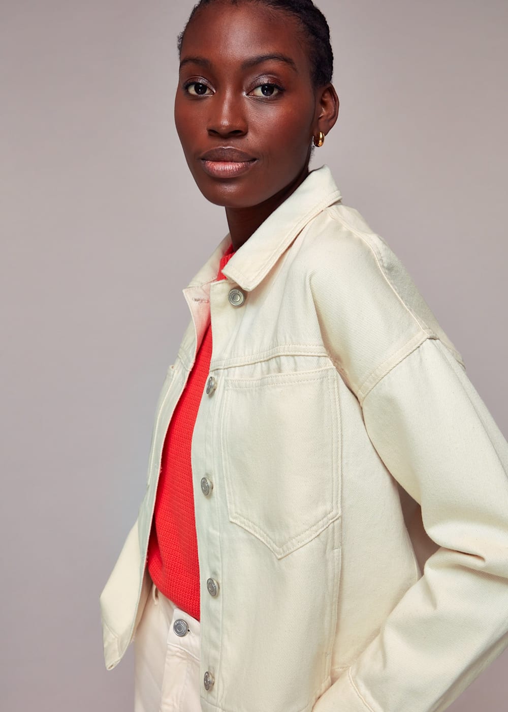 Beige Ella Denim Jacket WHISTLES Whistles UK