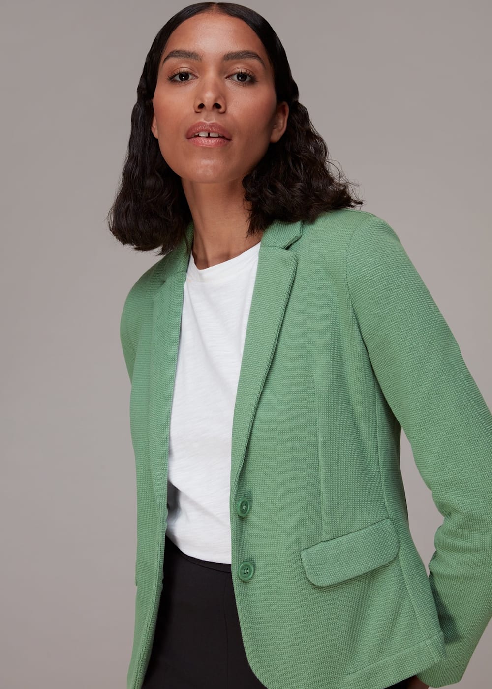 Whistles slim jersey jacket green shop