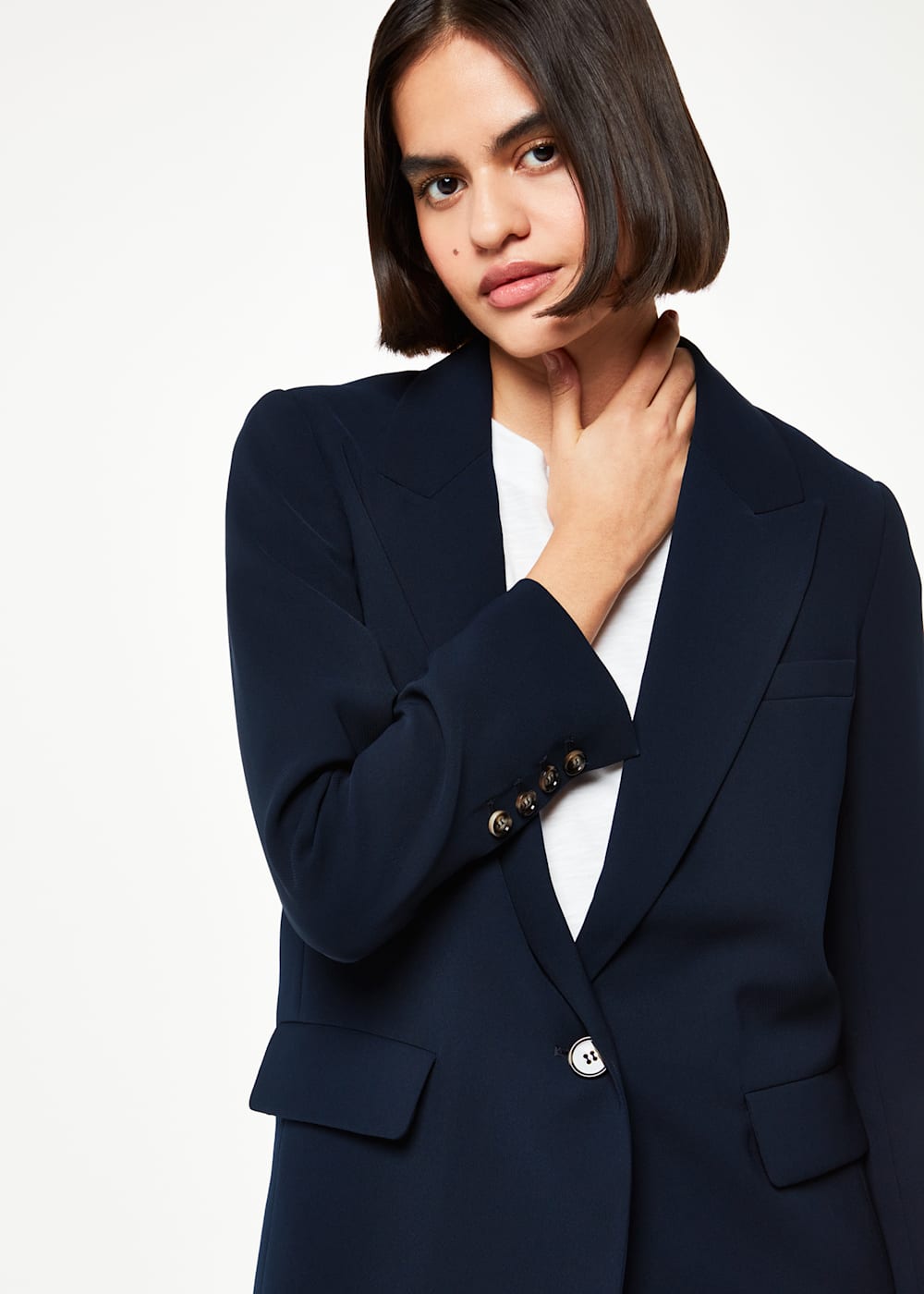 Navy Single Breasted Boyfriend Blazer Whistles Whistles UK