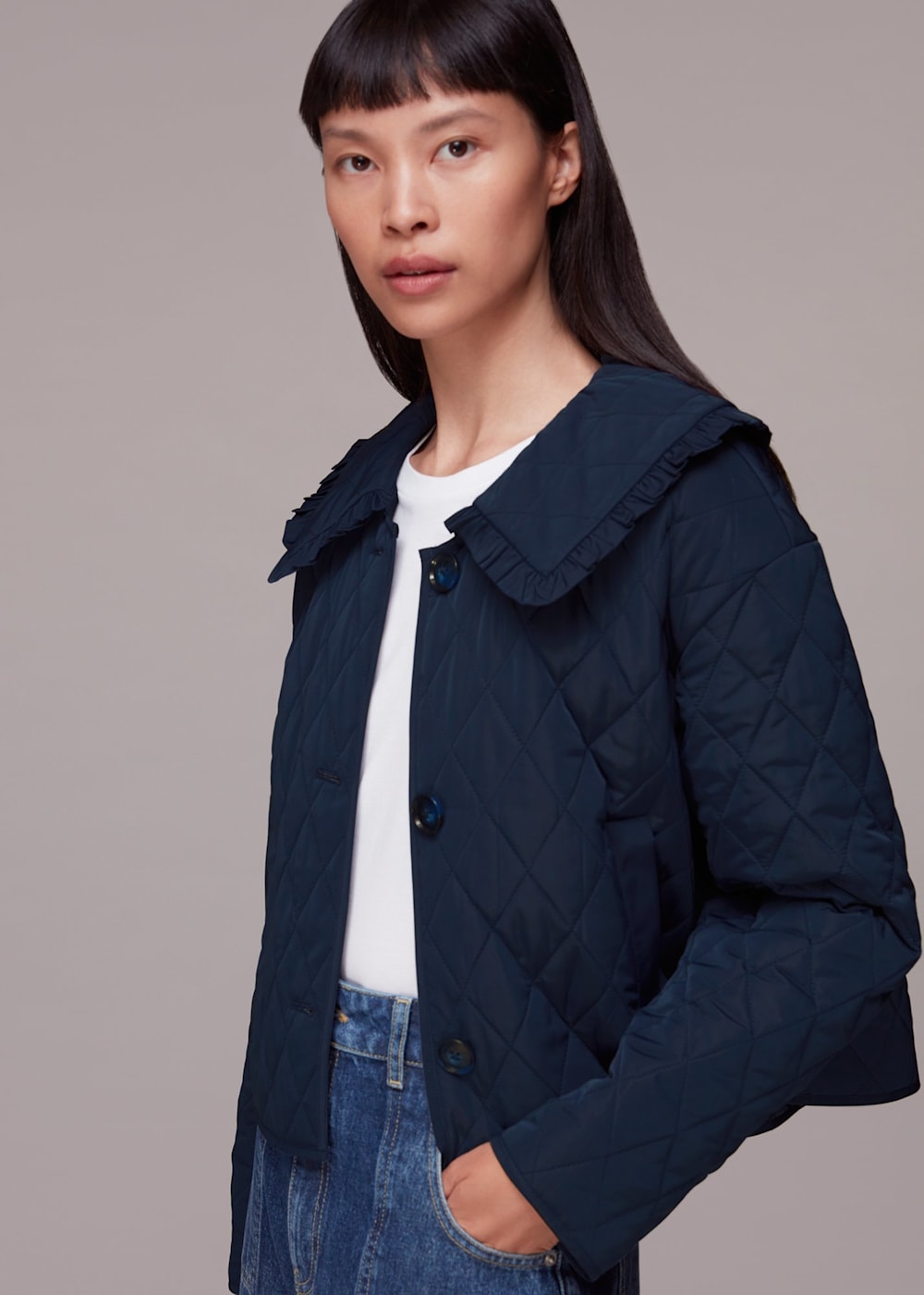 Quilted jacket with collar online